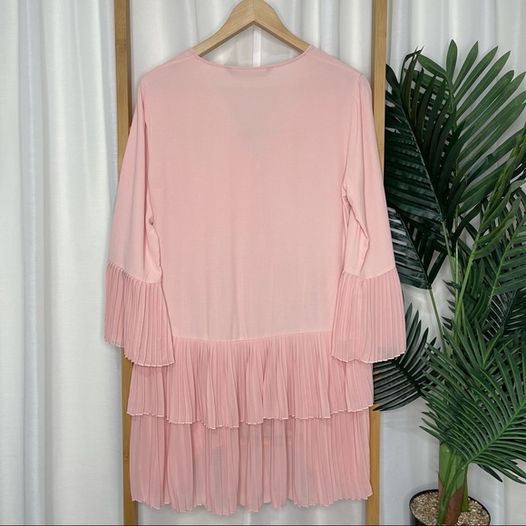 Zara Blush Pink Pleated Mini Dress Size XS - Picture 3 of 9